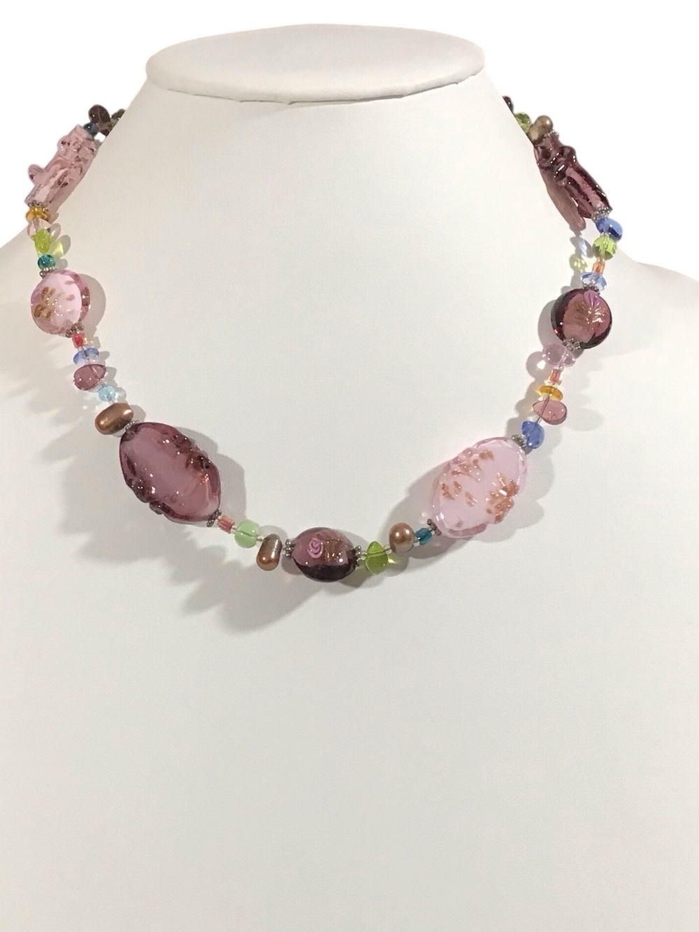 Premier Designs Necklace Multicolor Bead Pink Blue Fashion Jewelry